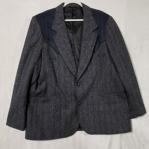 Vintage Pioneer Wear Blazer Mens 48R Gray Tweed Western Sport Coat USA Made 80s